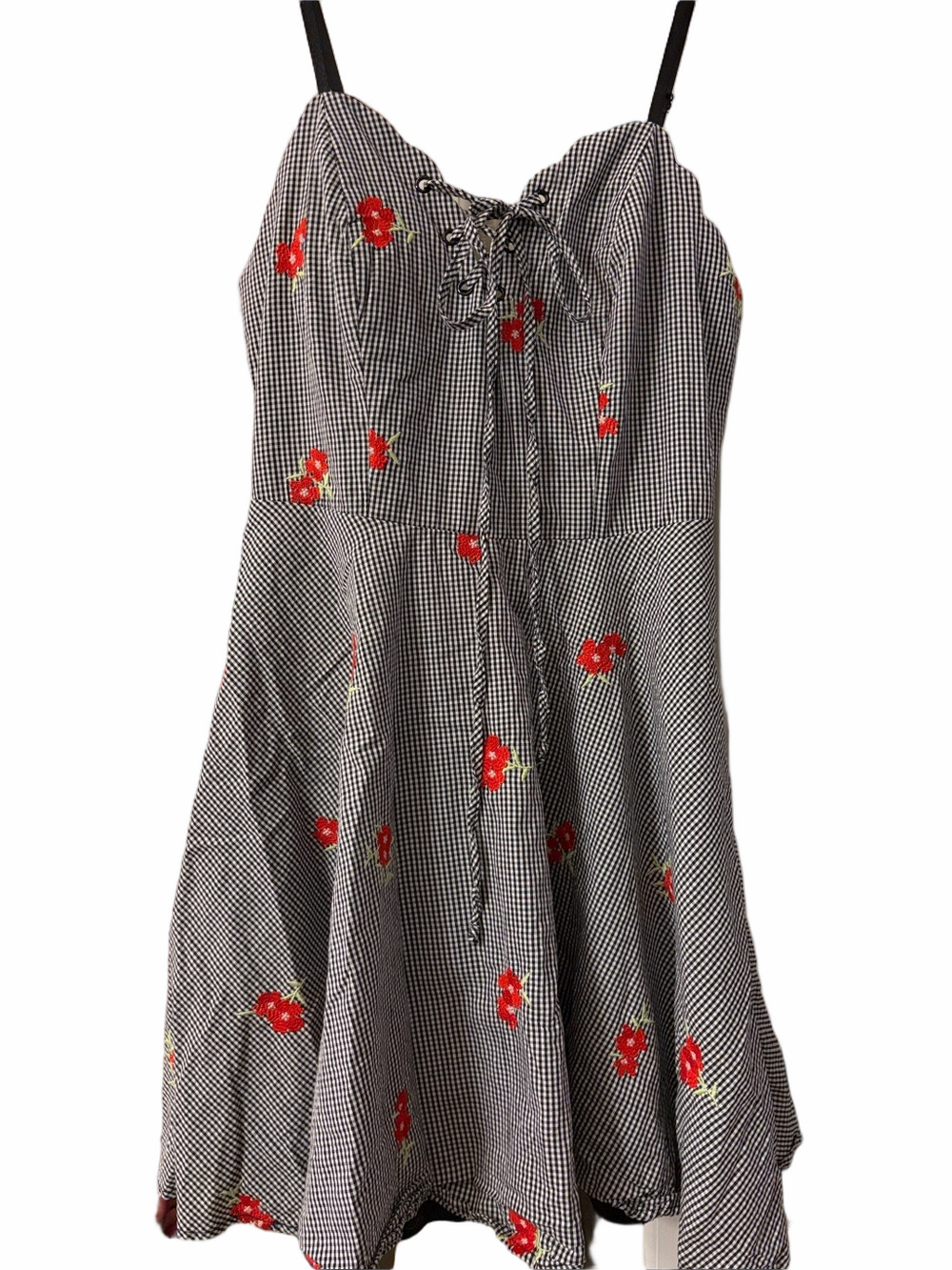 Vintage Y2K Jodi Kristopher corset style gingham / embroidered Jr. S 3 sundress